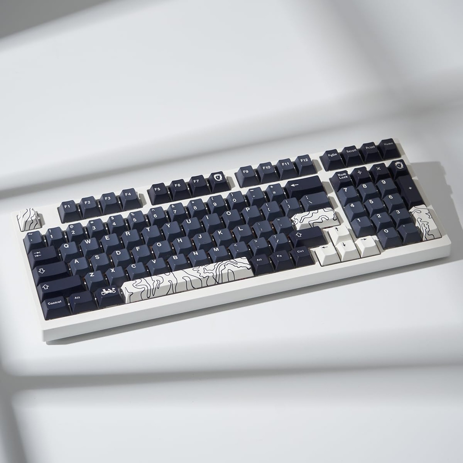 4pcs Keycaps, White Topographic Keycaps PBT Keycap Cherry Profile Dye-Sublima...