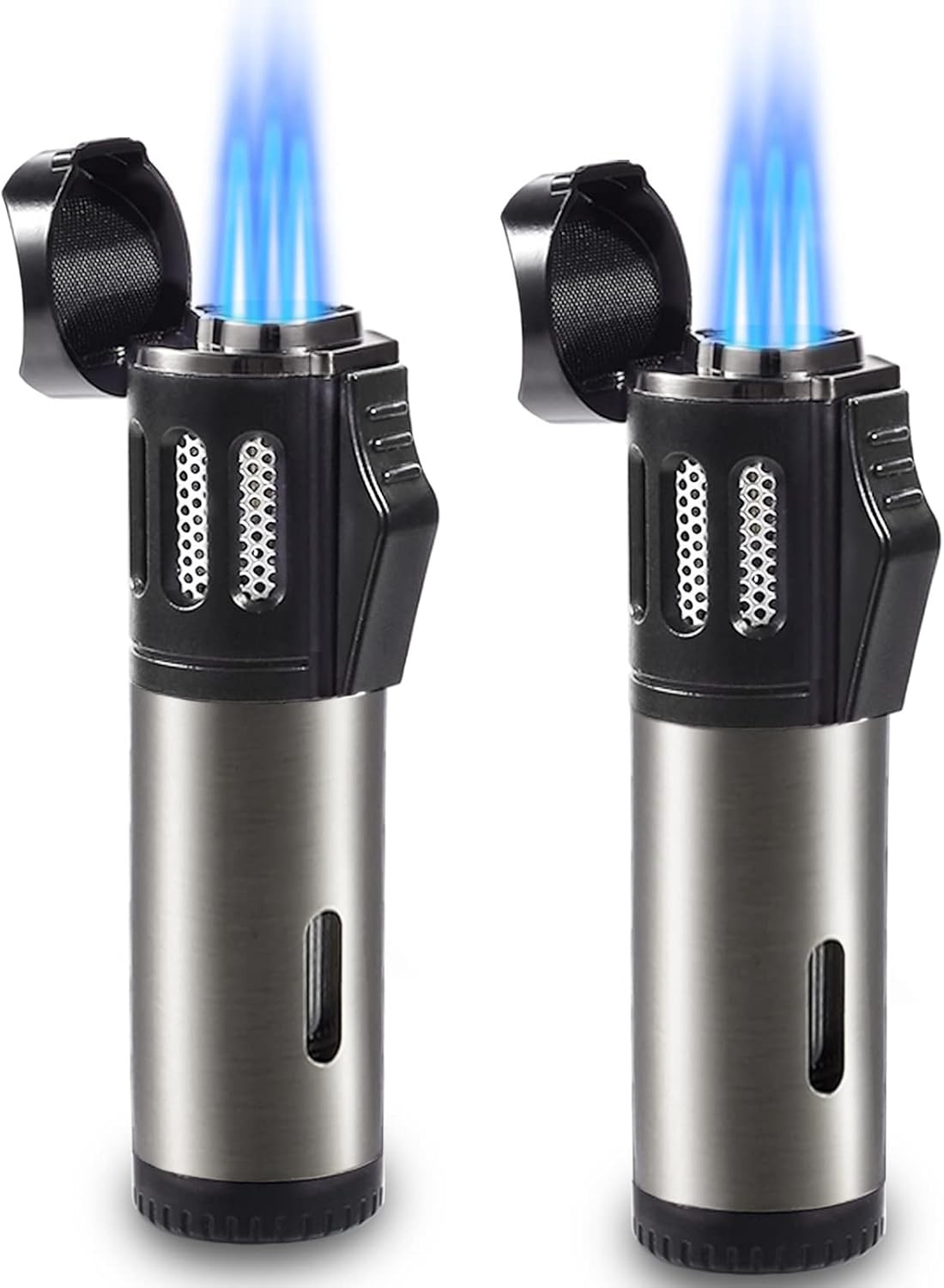 2 Pack Torch Lighter Triple 3 Jet Flame Butane Gas Lighter Refillable Jet Torch