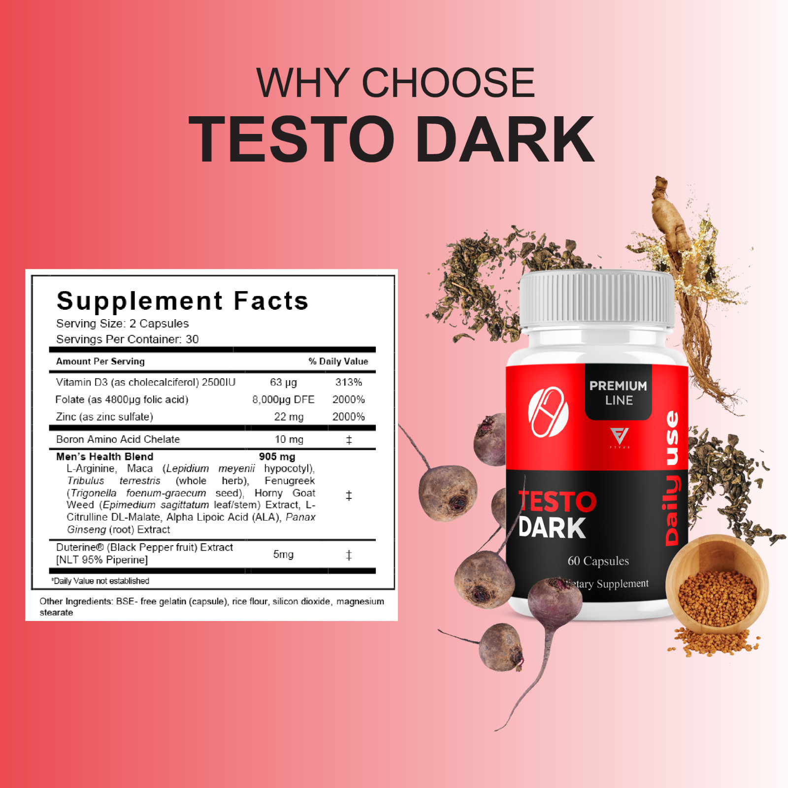 (2 Pack) Testo Dark Capsules, Testo Dark Maximum Performance (120 Capsules)
