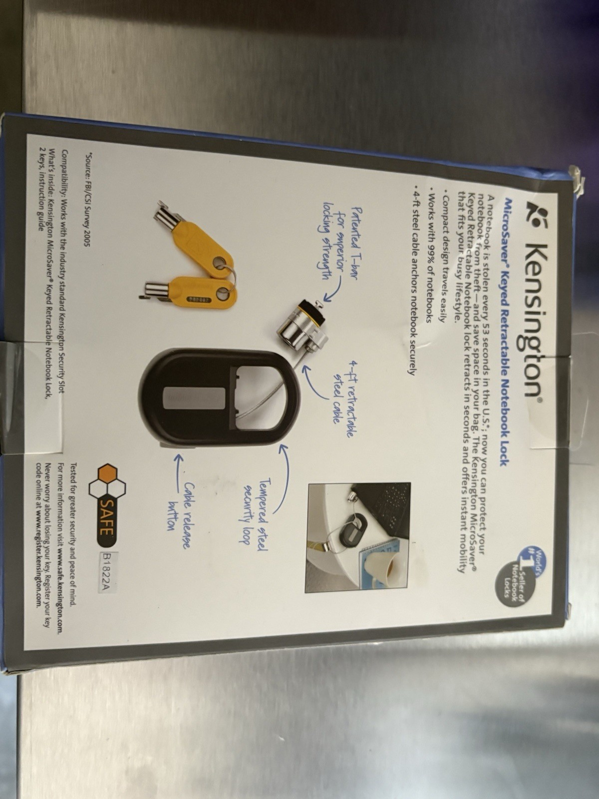 (((NEW )))) Kensington Microsaver Keyed Retractable Notebook Lock A1021A