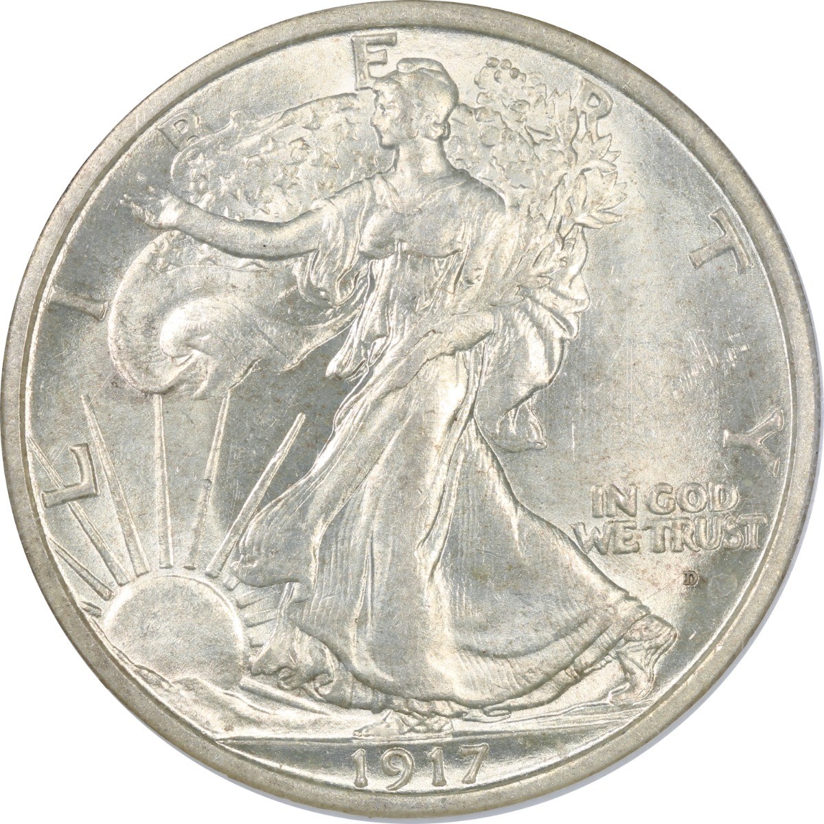 1917-D OBVERSE Walking Liberty Half Dollar 50C NGC MS61