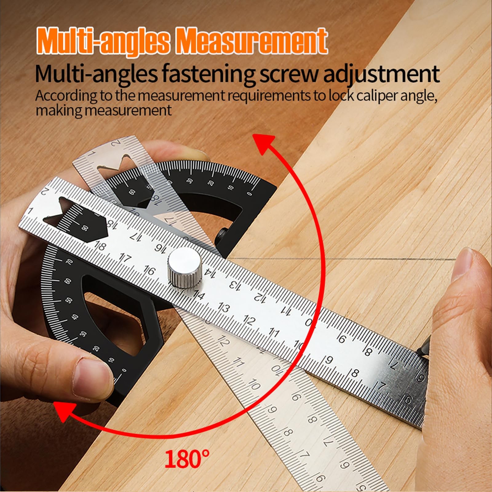 Protractor Angle Finder Stainless Steel Angle Ruler with 0-180 Degrees Adjust...