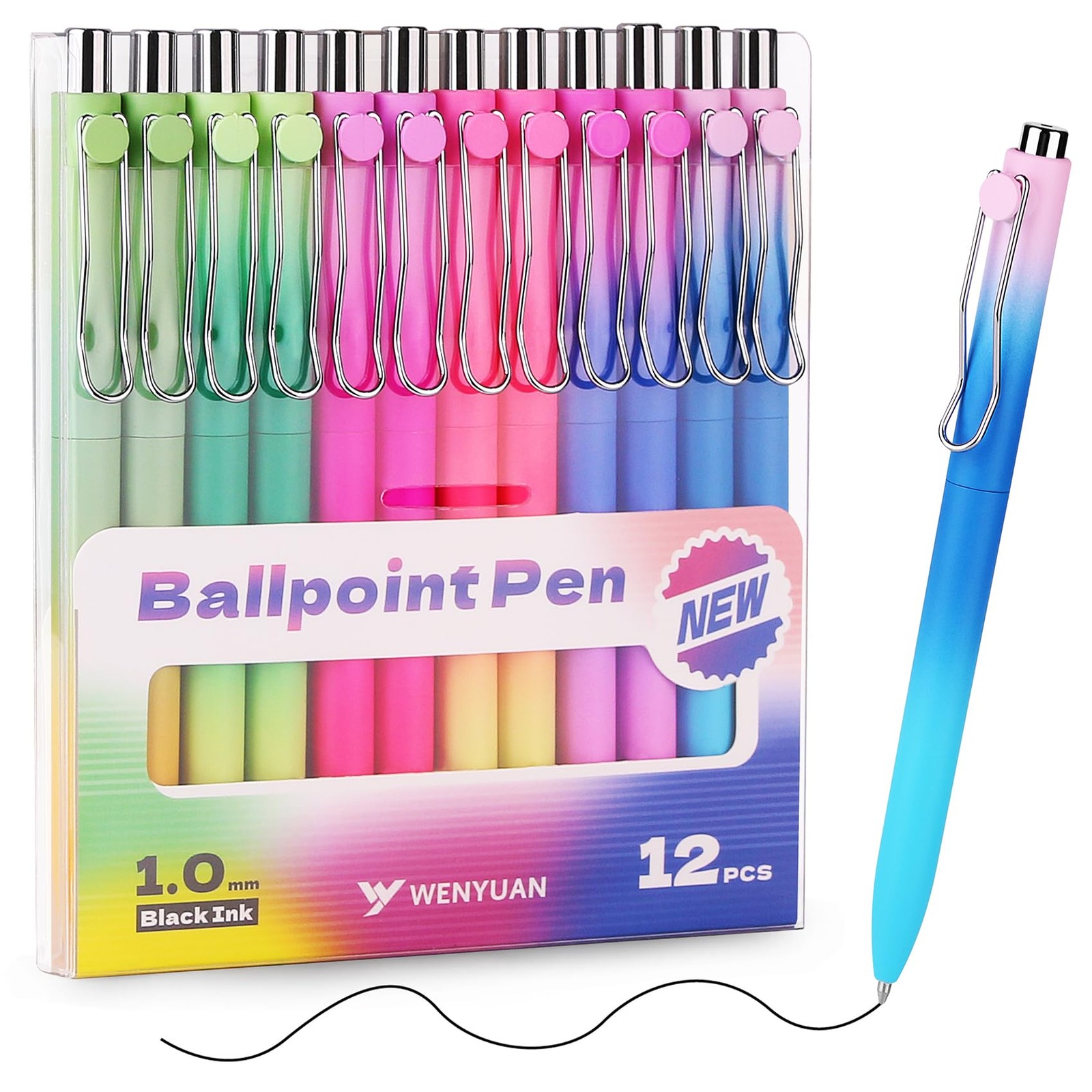 WY WENYUAN Cute Pens, Pastel Ballpoint Pens Bulk, Fine Point Smooth Writing Pens