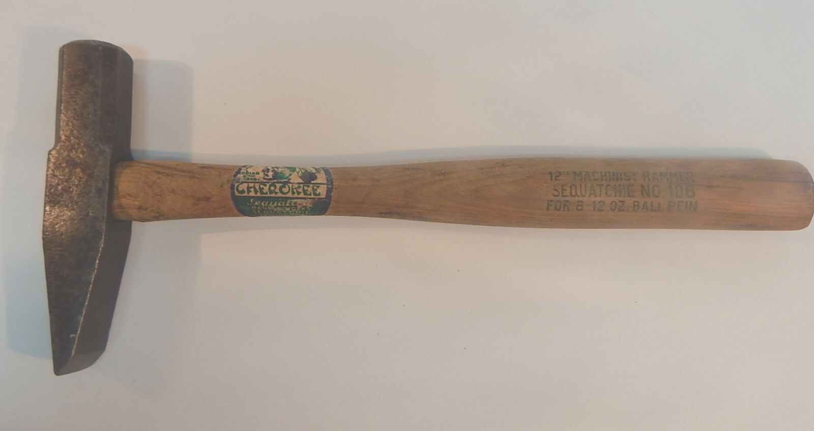 12oz Machinists Hammer 12” Cherokee Sequatchie #106 Wood Handle VGC
