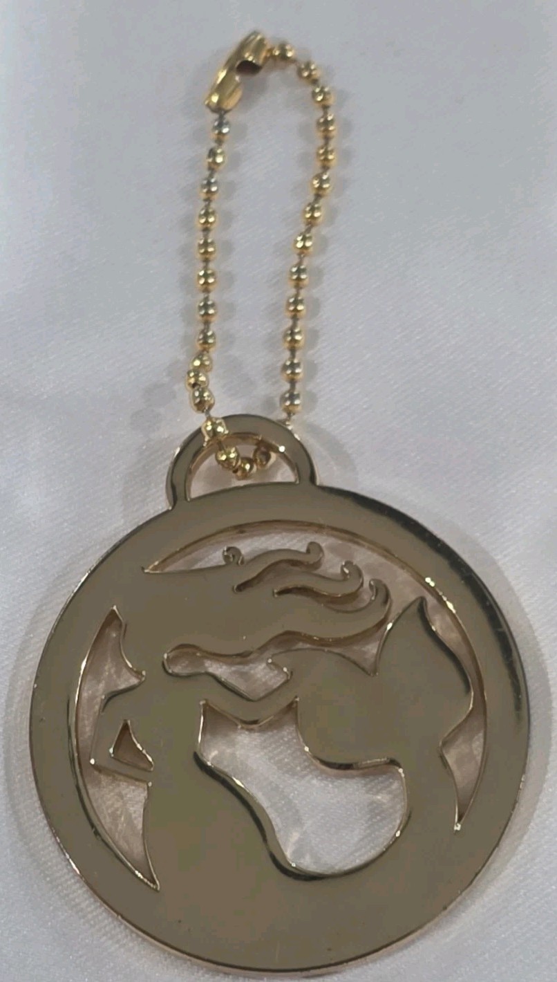 Spartina 449 Bag Tag Hangtag Gold Mermaid Medallion With Chain
