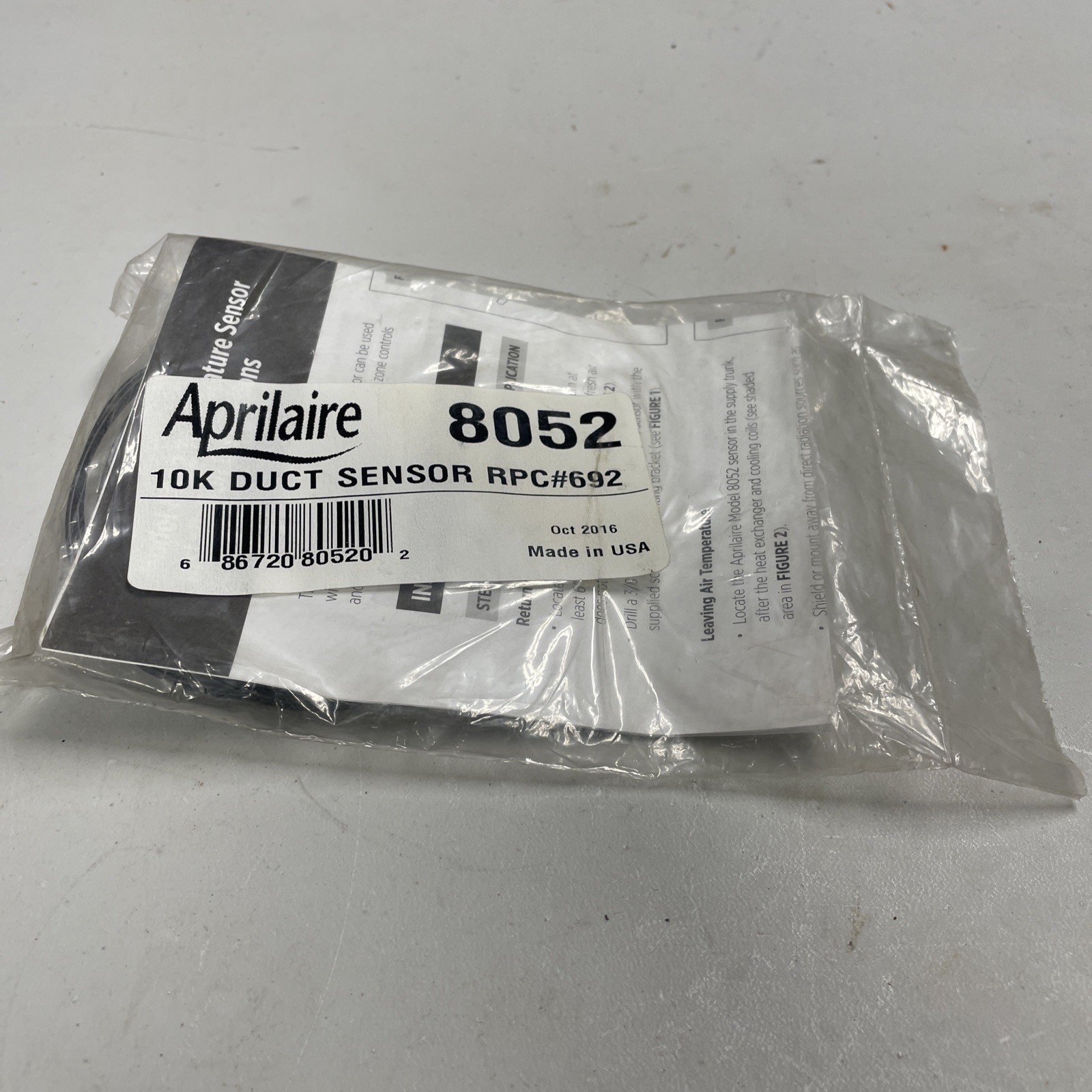 OEM Genuine Aprilaire Model 8052 10K Duct Sensor