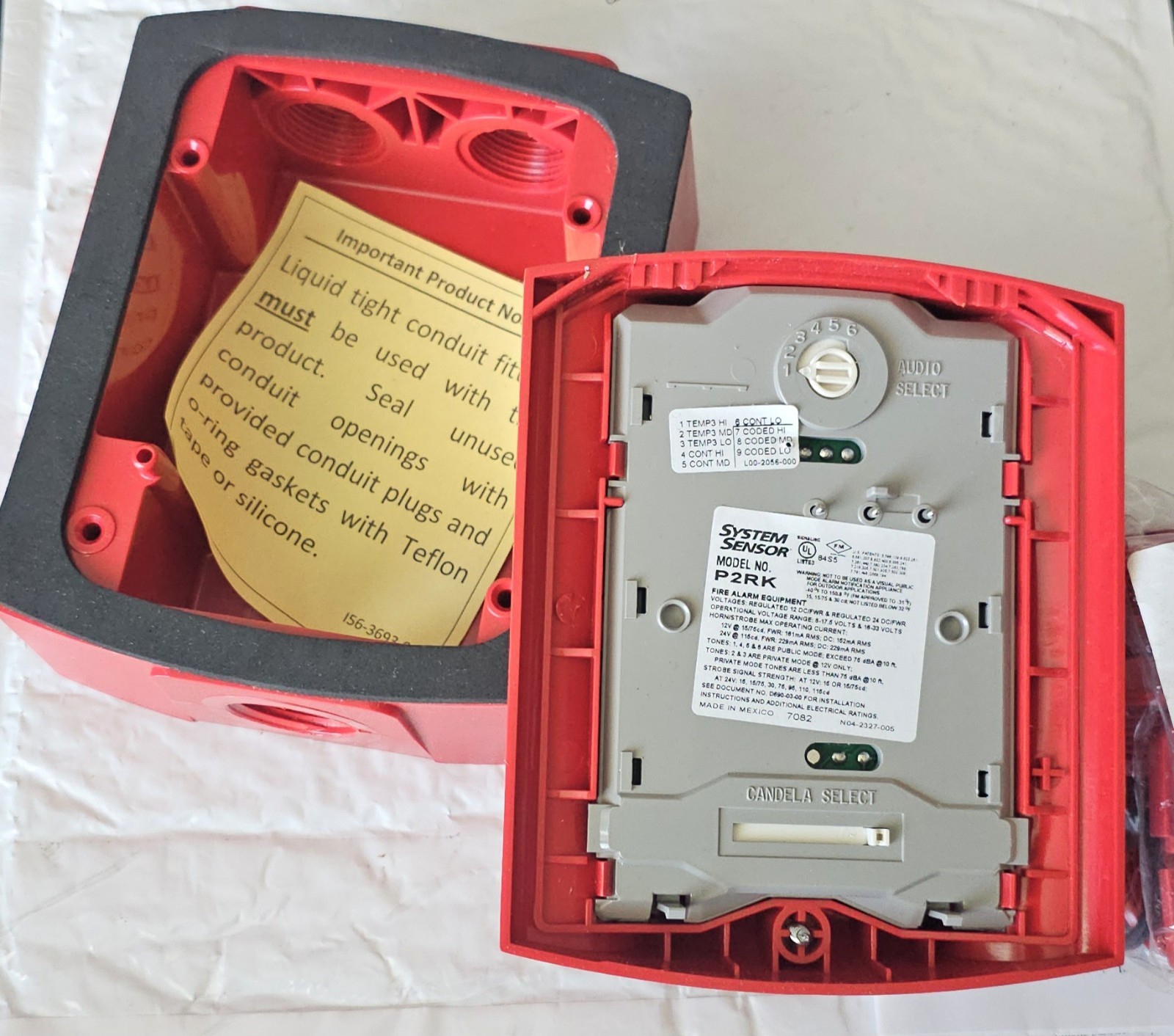 System Sensor P2RK-R Replacement Horn Strobe with New Back Bock(and accessories)