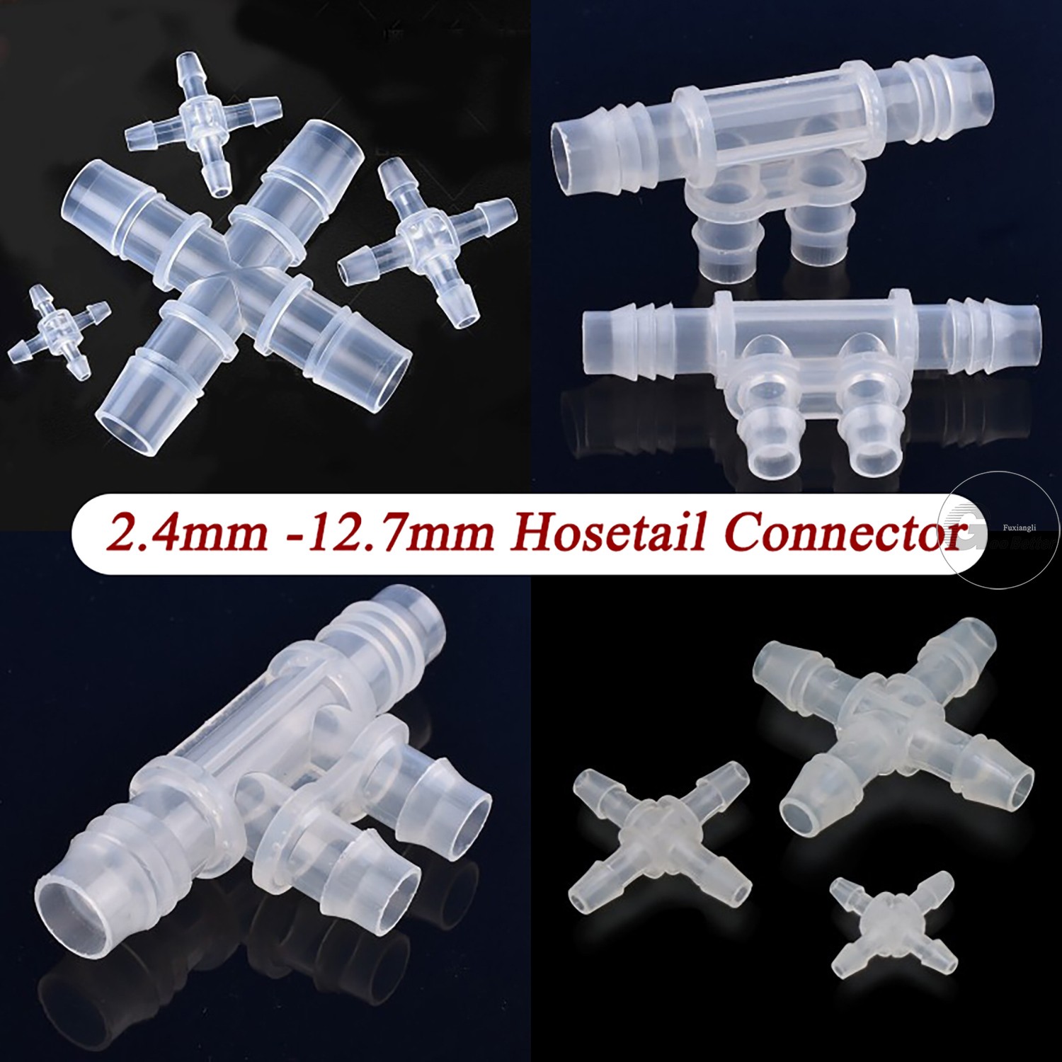 Food-Grade Polypropylene Hosetail Joiner Push-In Fittings 4-Way Pipes Connector