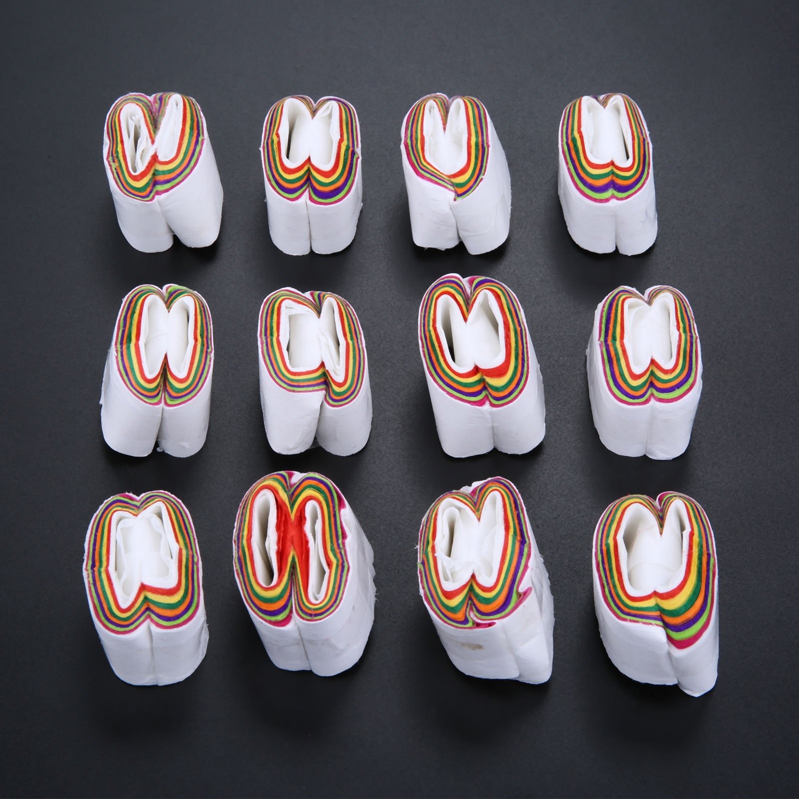 12 Roll Multicolor Mouth Coils Paper 8m Magic Trick Prop for Clown Funny Show