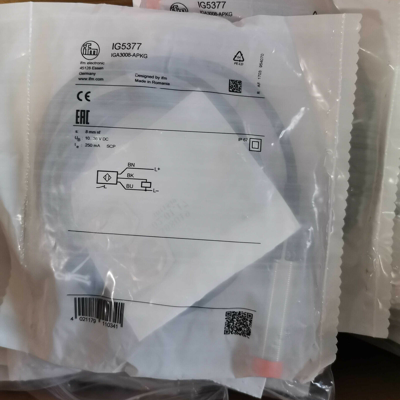 IFM IG5377 Inductive Sensor Proximity Switch DC10-36V 250mA New