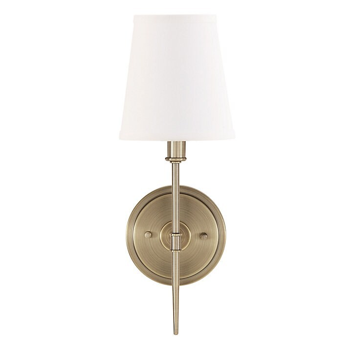 Ballard Designs Preston 1-Light Candle Arm Sconce,Shade,Antique Brass-Black