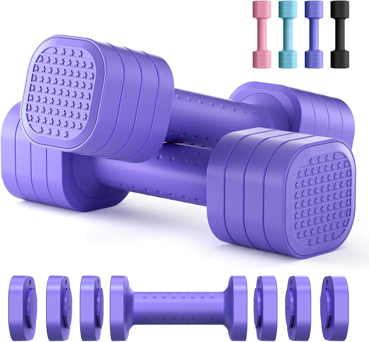 Zempox AdjustableDumbbells 2 5 lb Set 4 in 1 with TPU SoftGripforHome Gym Office