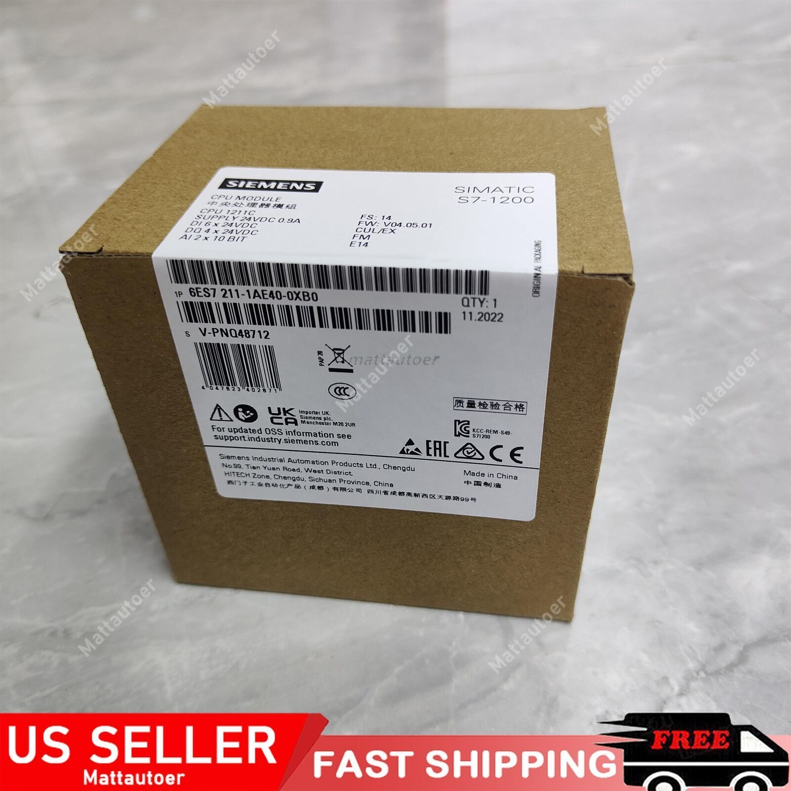 New Siemens 6ES7211-1AE40-0XB0 SIMATIC S7-1200 CPU 1211C 6ES7 211-1AE40-0XB0