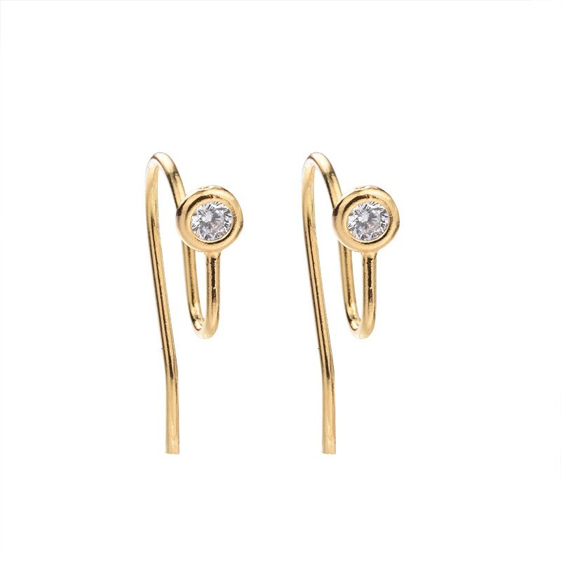 10pcs 18k Gold Brass Earring Hooks with Cz Crystals diy Earring Making Findings