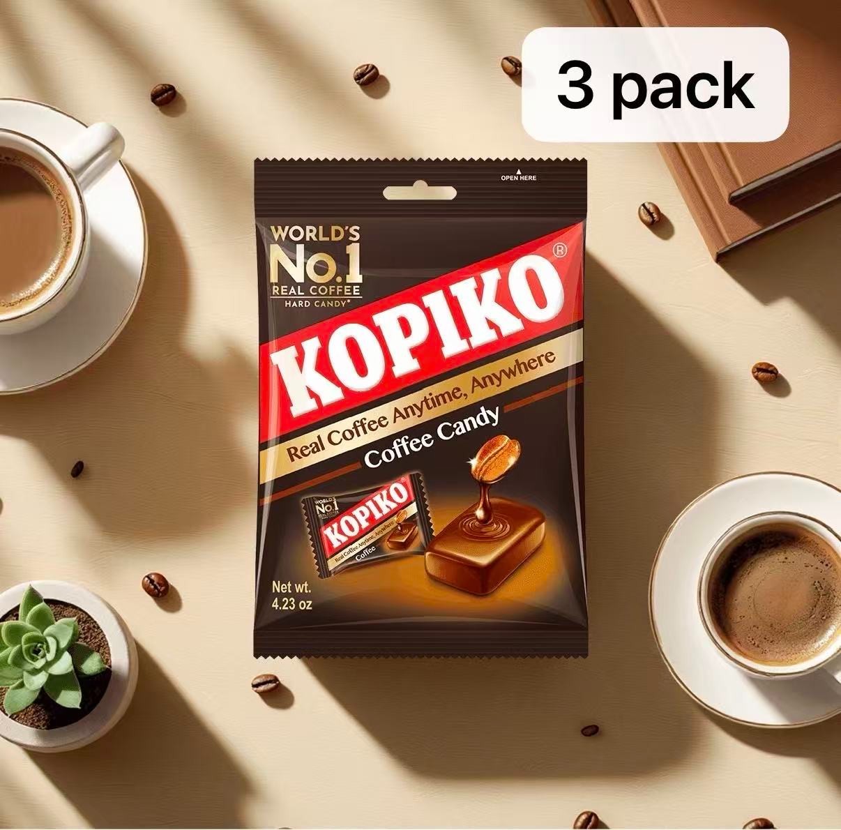 Kopiko Coffee Candy 3 Pack Real Coffee Hard Candy 4.23 oz Each