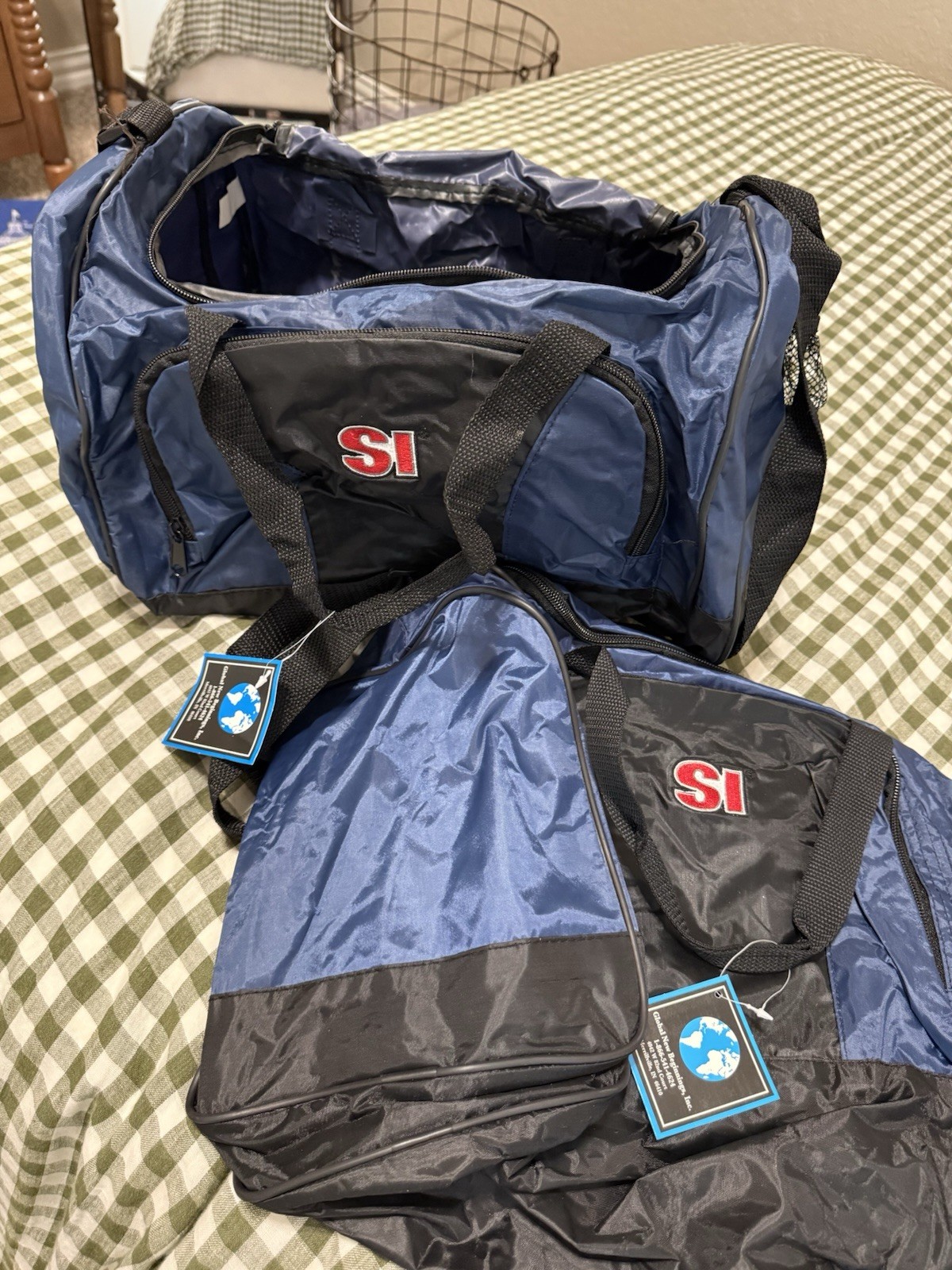 Sports Illustrated Blue & Black Nylon Gym Bags (Set of 2)