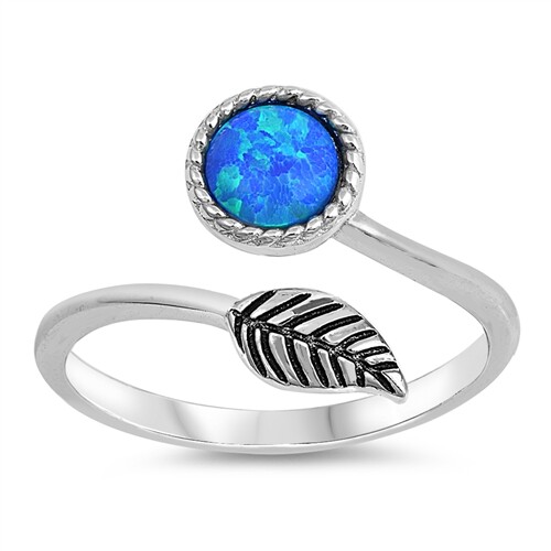 Opal leaf sterling silver toe rings