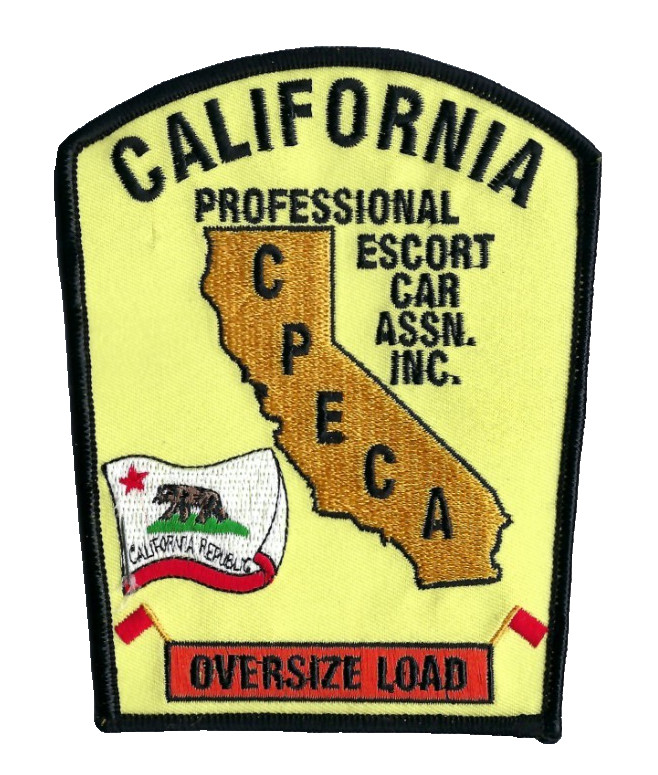 CPECA California CA Professional Escort Car Assn. OVERSIZE LOAD patch - NEW!