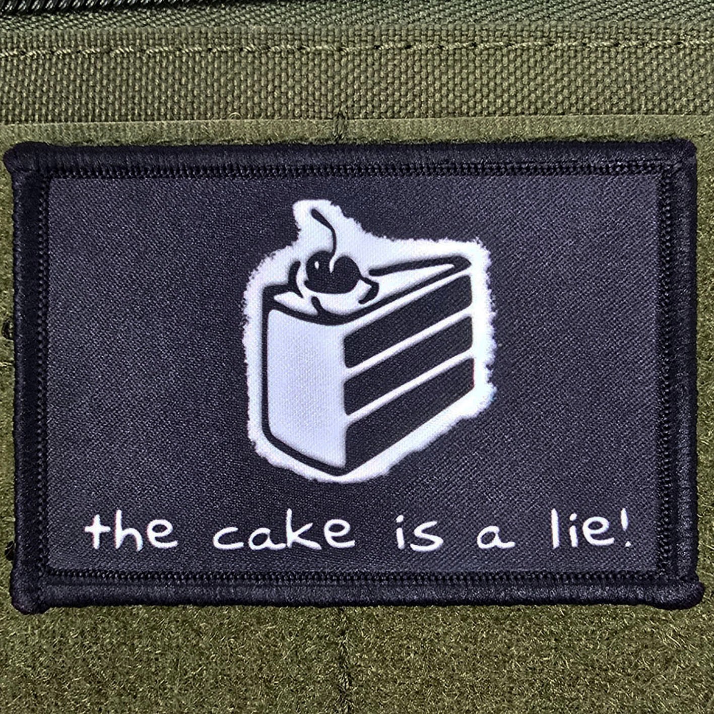 The Cake Is A Lie Portal Patch Moral Tactical Gamer Army USA Hook & Loop 3x2