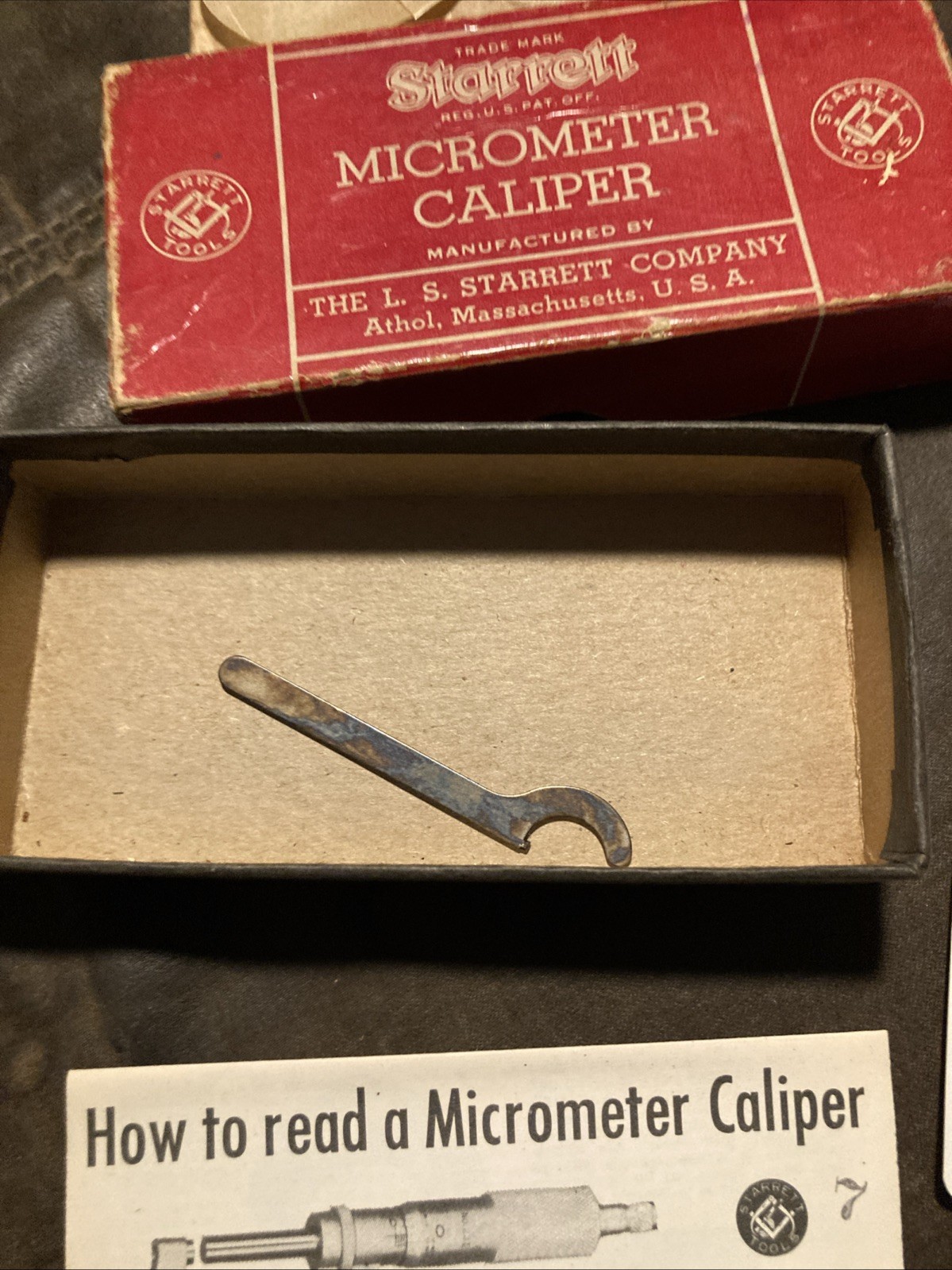 STARRETT 0-1" Outside Micrometer w/ Box & instructions 436-1