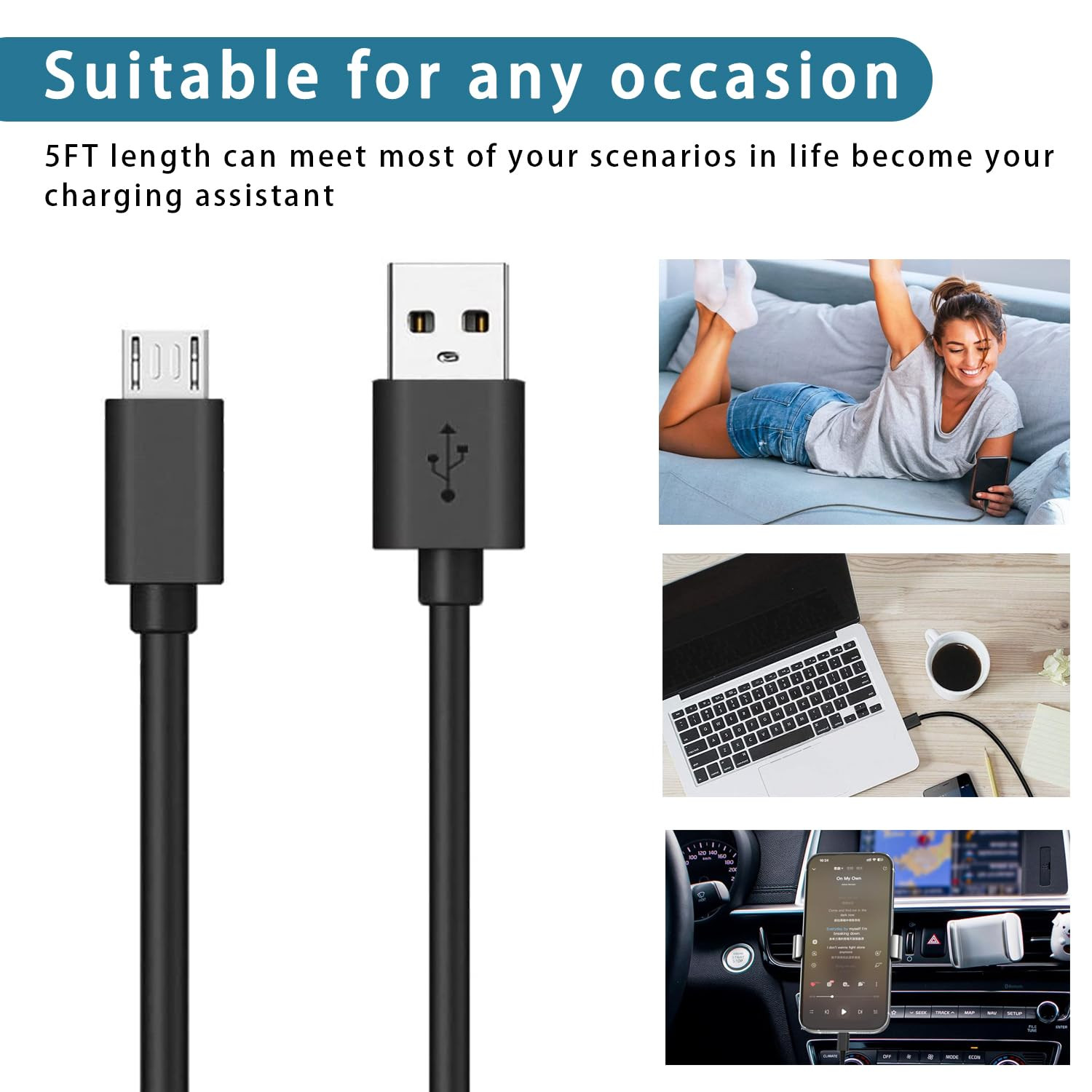 Charger for SimpliSafe Outdoor Camera 10W Micro USB Adapter with 5FT Cable
