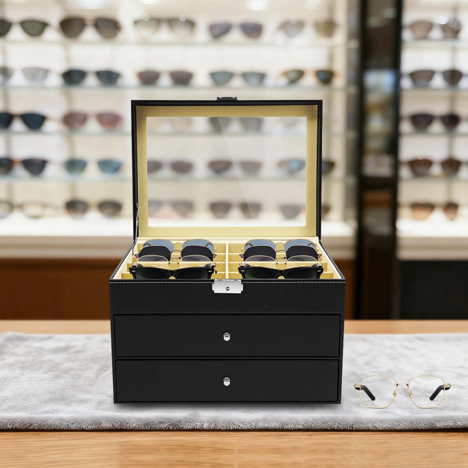Counter Table Sunglasses Glasses Display Storage Display Organizer Box 24 Slots