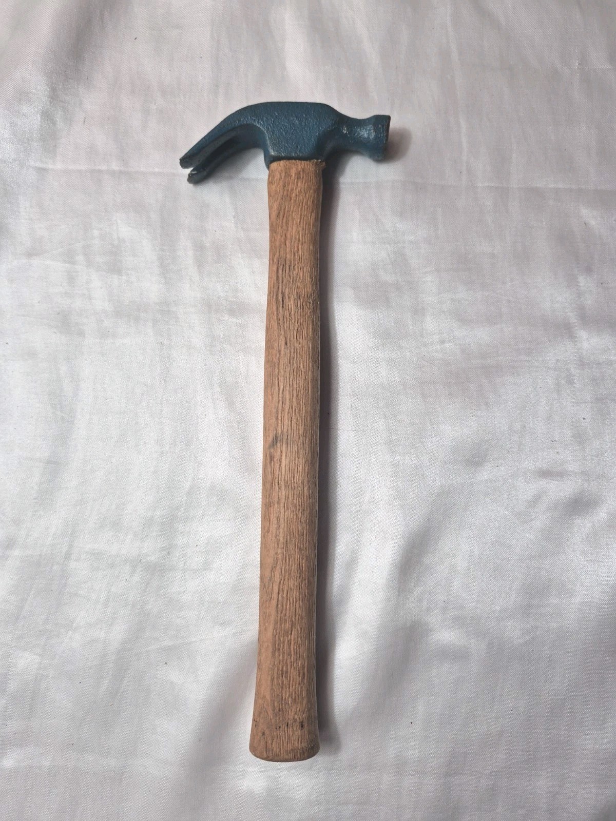 Vintage Wood Miniature Small Claw Hammer 9" Blue Head with Wooden Handle