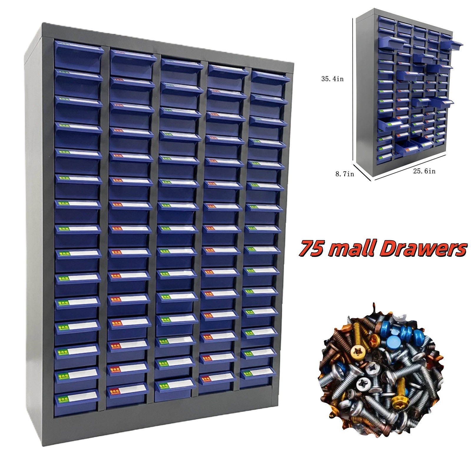 75-Drawers Parts Cabinet No Door Hardware Storage Cabinet Small Drawers Cabinet