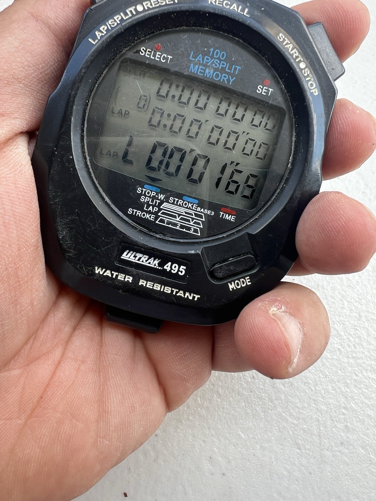 Ultrak 495 100 Lap Split Memory Stopwatch Black