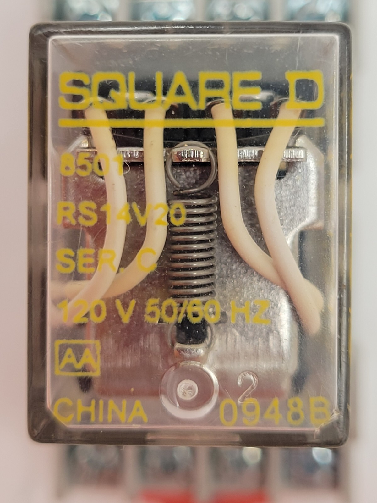 Square D 8501RS14V20 General Purpose Relay Coil 120V with 8501NR45 Socket Base