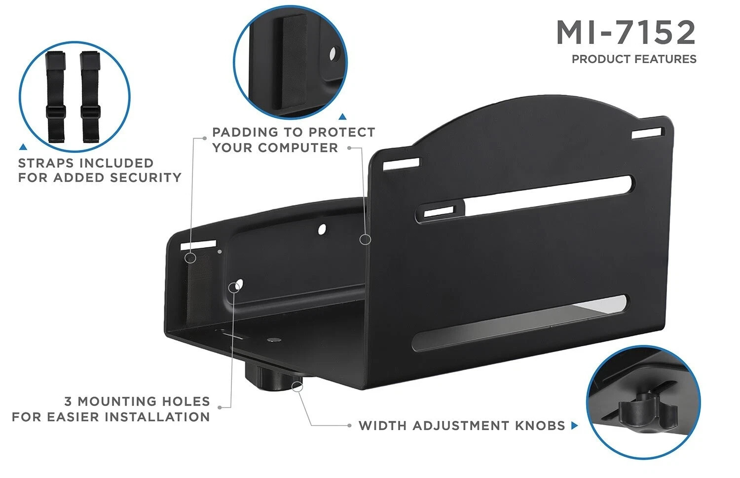 Mount-It! CPU Wall Mount Bracket, Desktop Computer Tower Holder with Safety S...