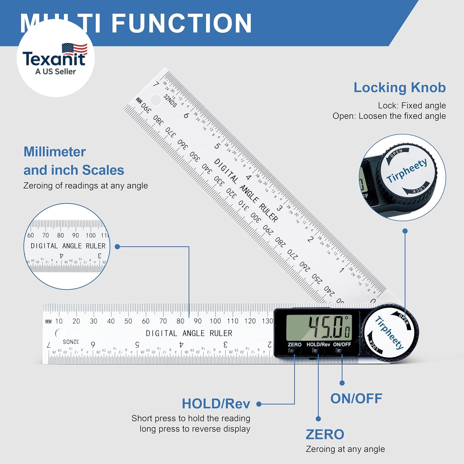 Digital Angle Finder Protractor, 3Rd Generation Quick Display Angle Gauge Ruler,