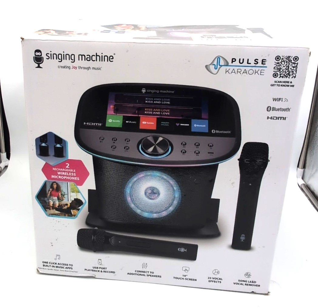 Singing Machine Pulse Premium Wi-Fi Karaoke System 10" Touchscreen Wireless Mics