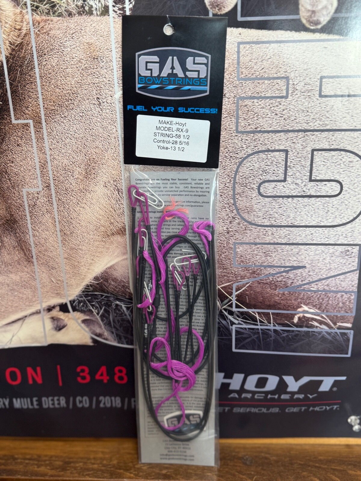 Gas Bowstrings Hoyt RX-9 Strings w/Speed Nocks RX9 ALL Flo Purple