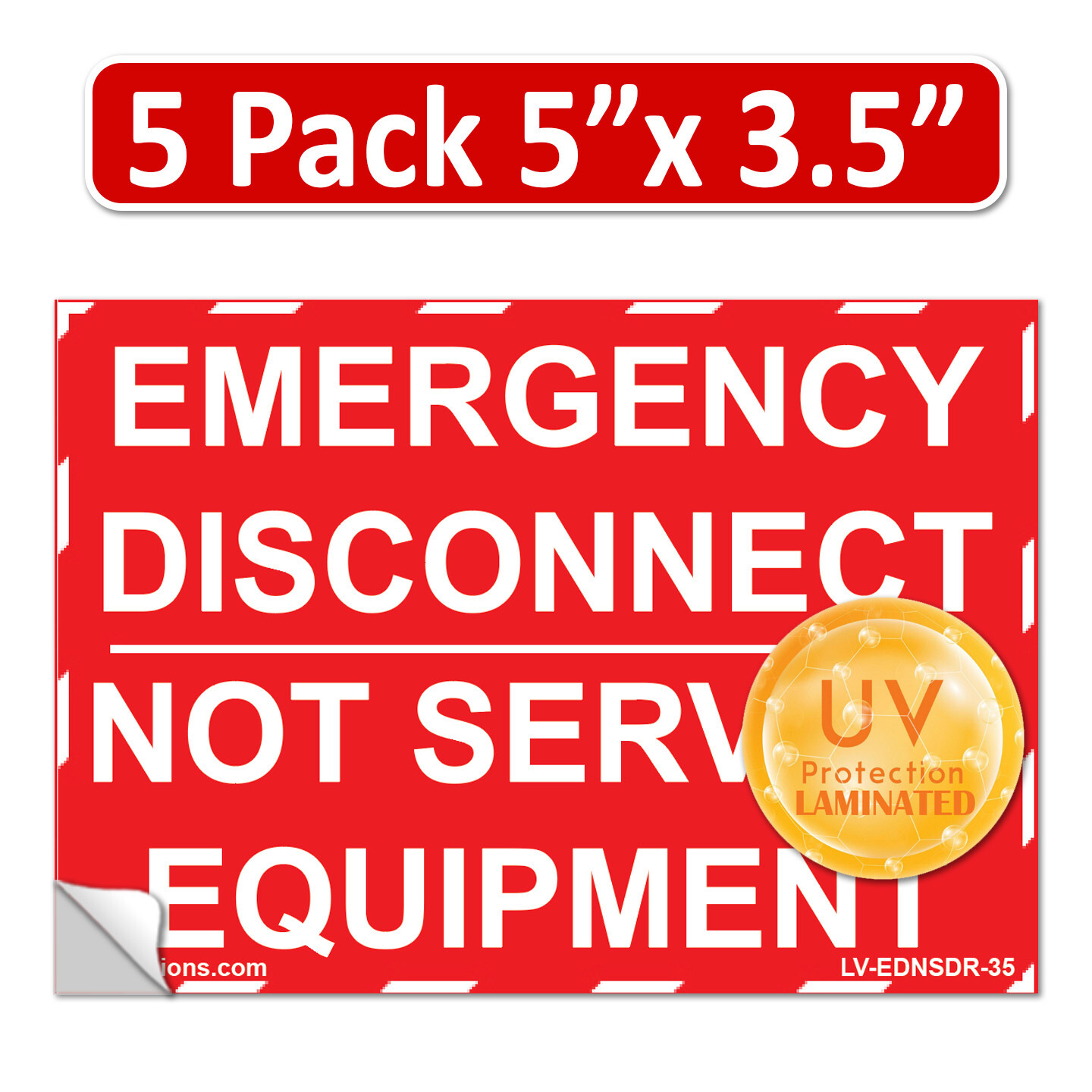 5"x3.5" NEC compliant Emergency Disconnect NOT Service Outdoor Laminated Labels