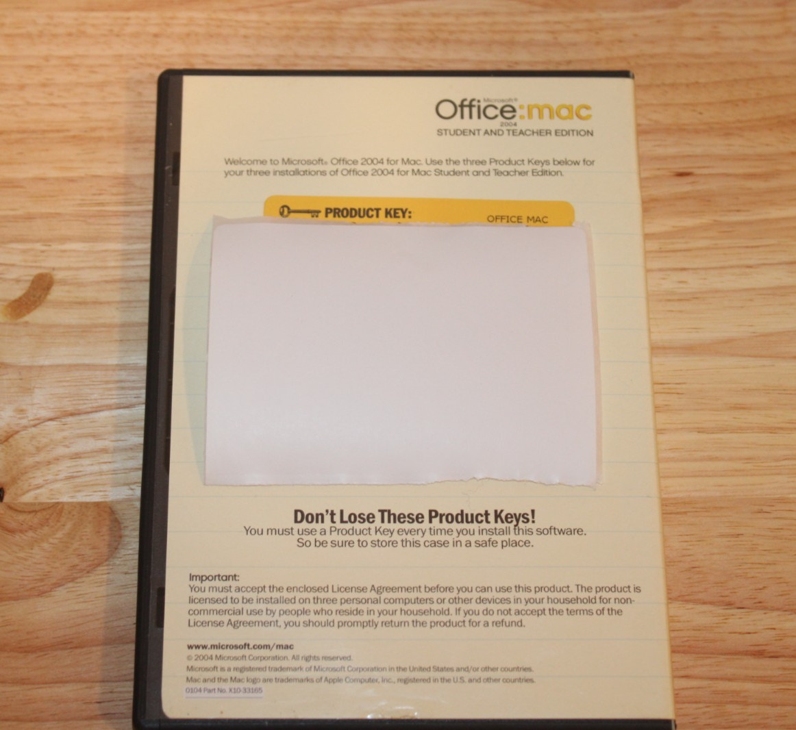 MICROSOFT Office Mac 2004 Student and Teacher Edition Software w/ 3 INSTALL KEYS