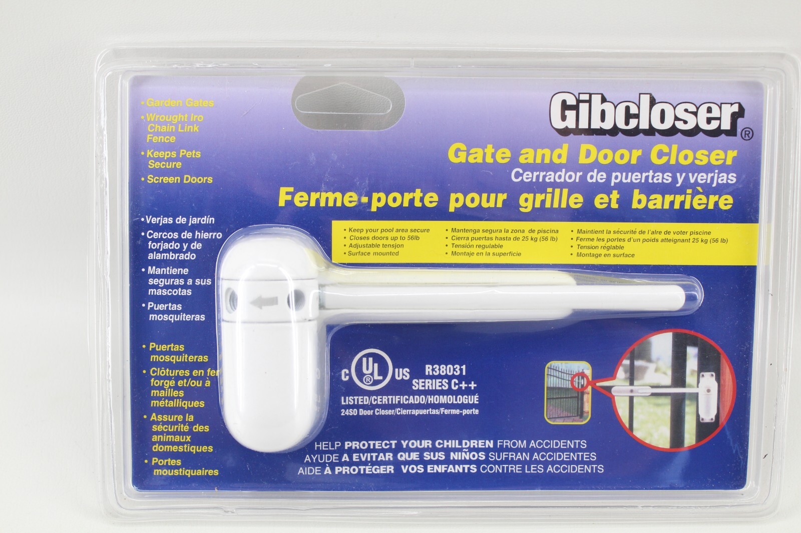 Door, Screen, Pool, Gate Closer 4-1/4” Gibcloser KC50HD White