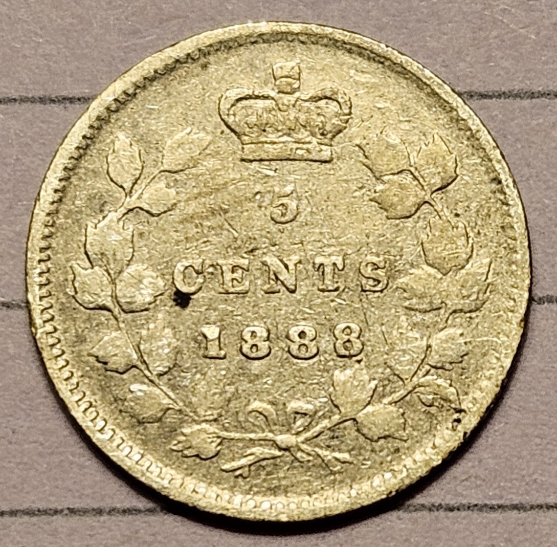CANADA 1888 SILVER 5 CENTS KM2 Cleaned
