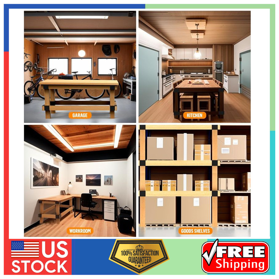4 Pack Heavy Duty Workbench Bracket Kit for 4x4 2x4 Lumber DIY Garage Table