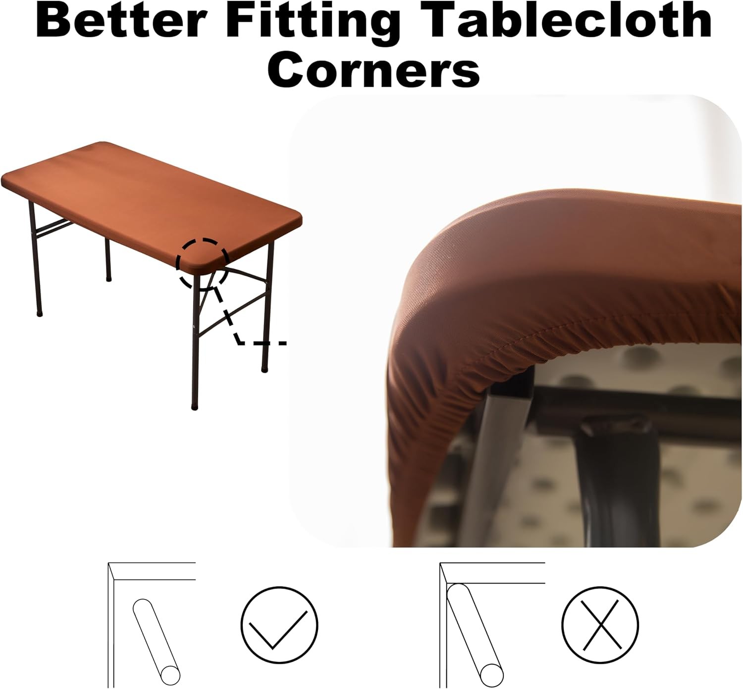 Rectangle Spandex 4 FT Fitted Tablecloth, Elastic Folding Picnic Table Cloth,