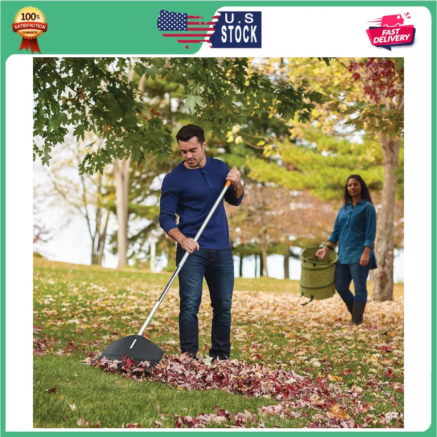 Fiskars Poly Leaf Rake 67 Inch Durable Garden Lawn Tool