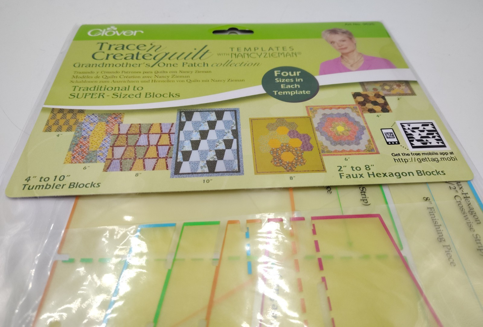 Clover Trace 'N Create Quilt Template GRANDMOTHER'S ONE PATCH Nancy Zieman 9525