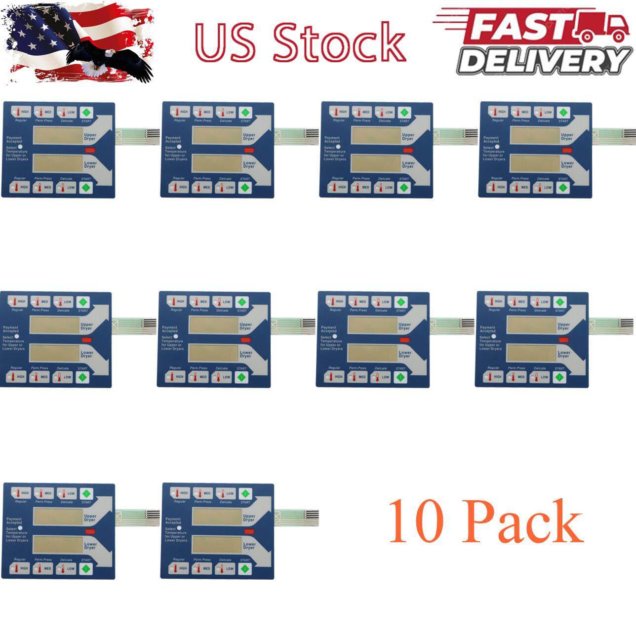 10 Pack for Dexter Stack Dryer Computer Top Touch Pad # 9801-059-006