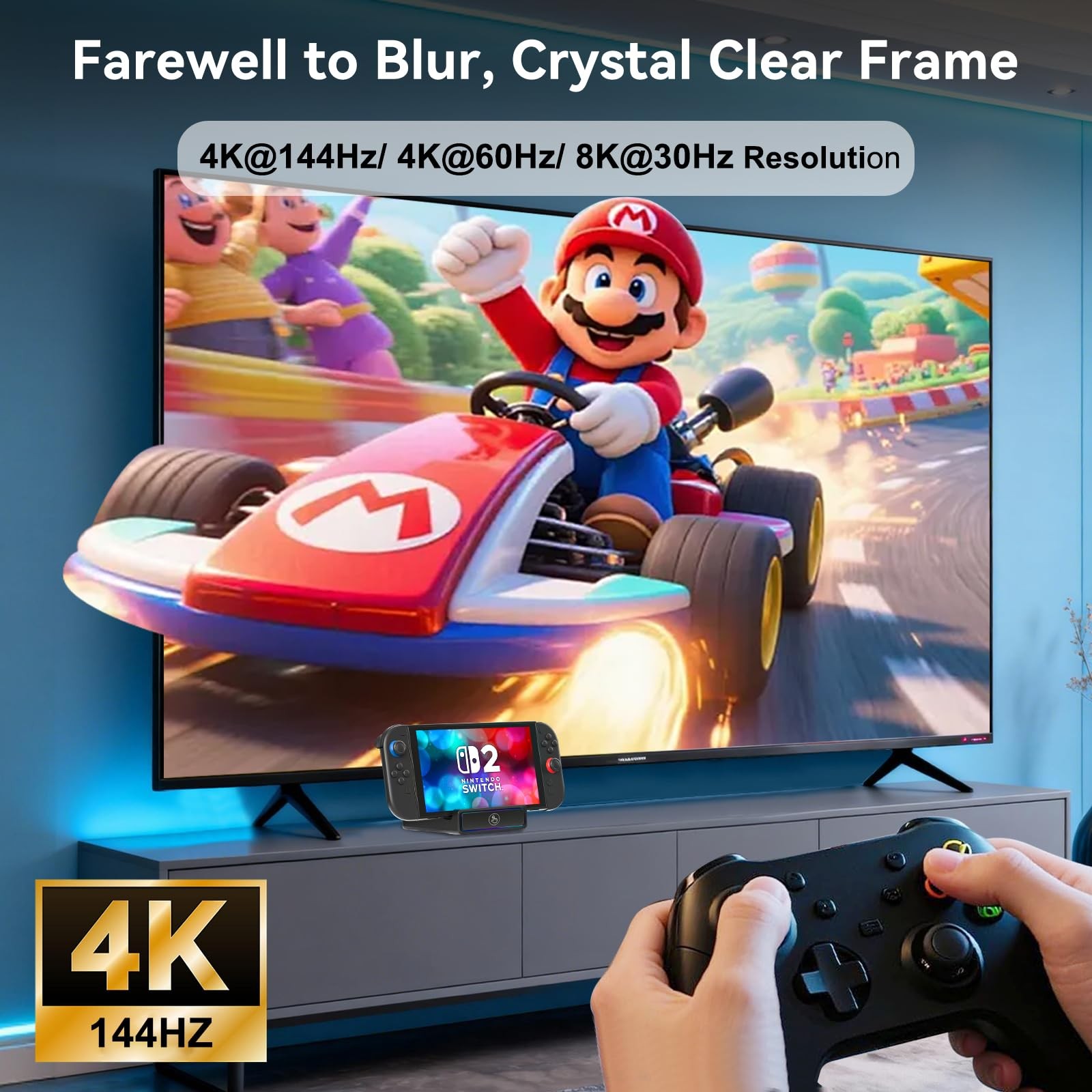 Switch 2 Dock for Nintendo Switch 2, Portable TV Docking Station Replacement ...