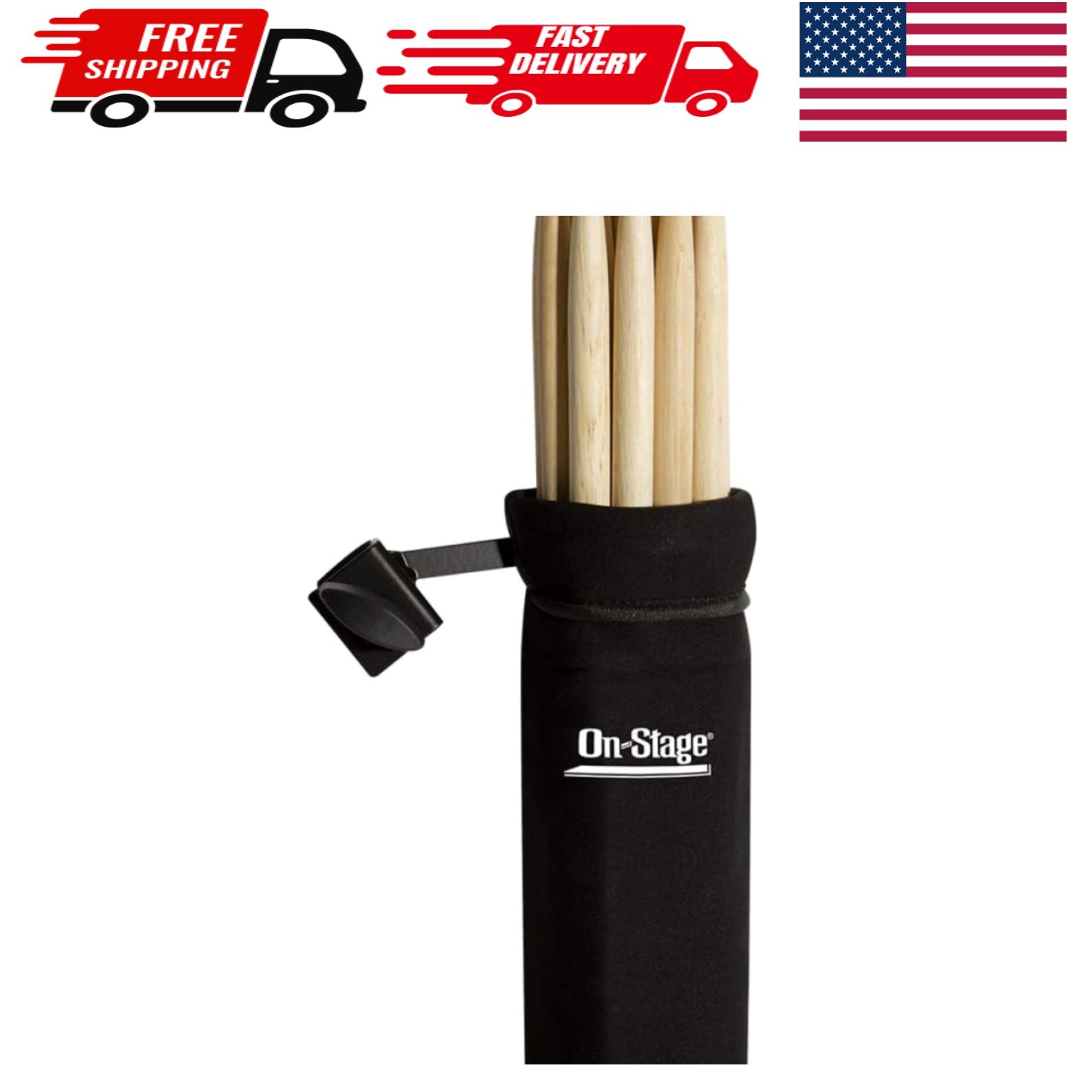 Neoprene Clamp-On Drum Stick Holder – Holds 8 Pairs with Extension Arm