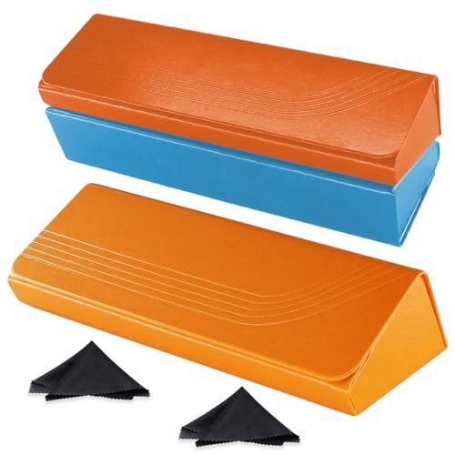 2 Pack Hard Shell Eyeglass Case，Sunglasses & Glass Case With Blue+orange