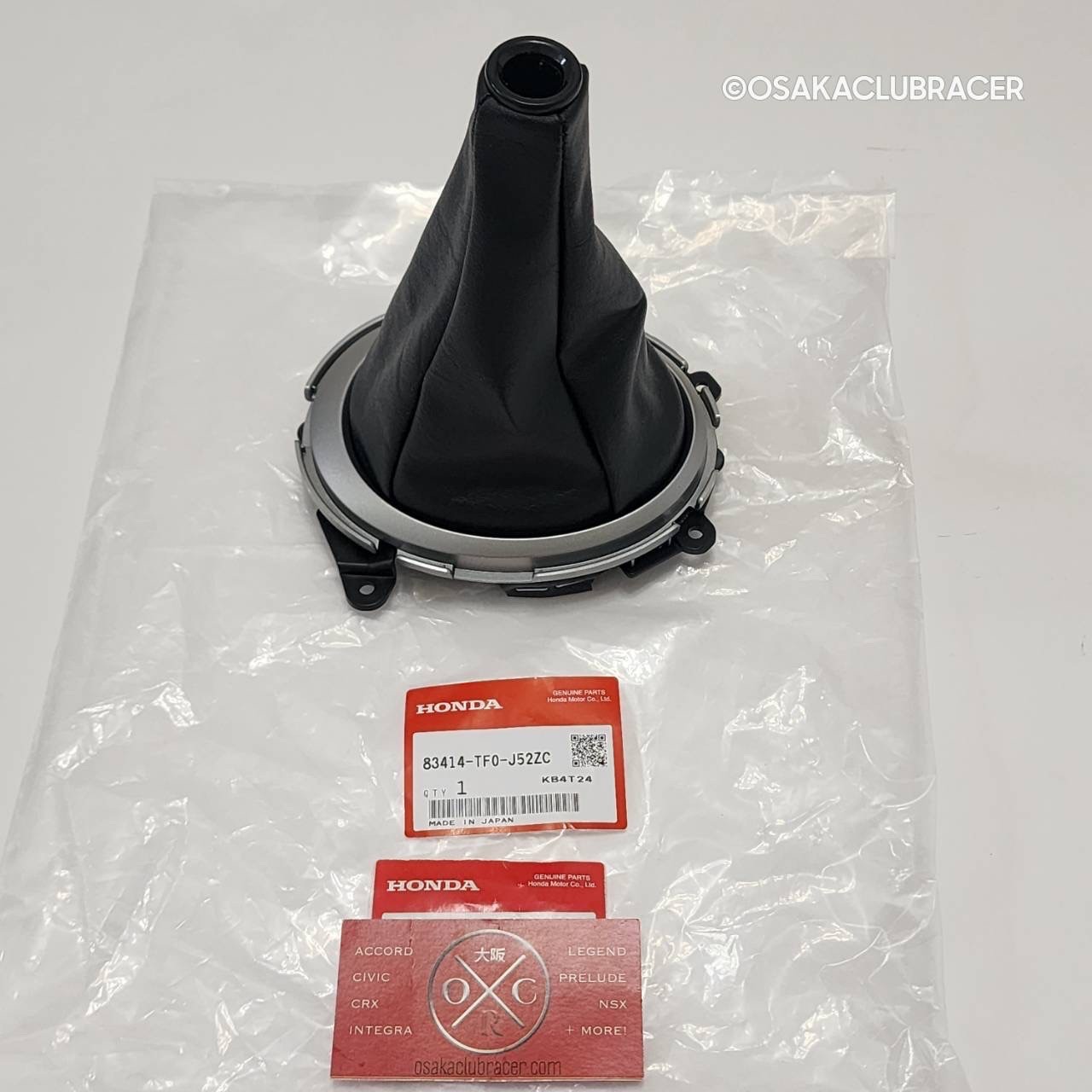 Genuine OEM 11-13 Honda Fit Shift Boot Black Silver Trim 83414-TF0-J52ZC GE8 5MT