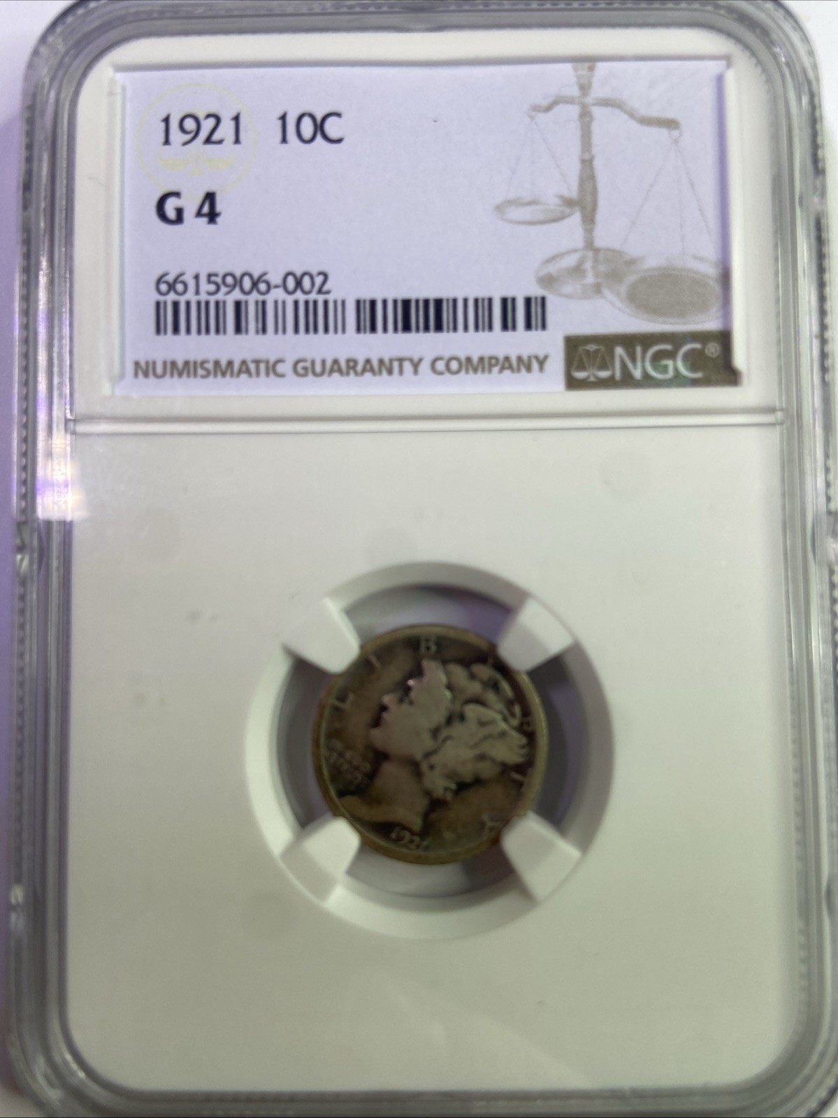 1921 Philadelphia Mint Silver Mercury Dime NGC G4 Key Date