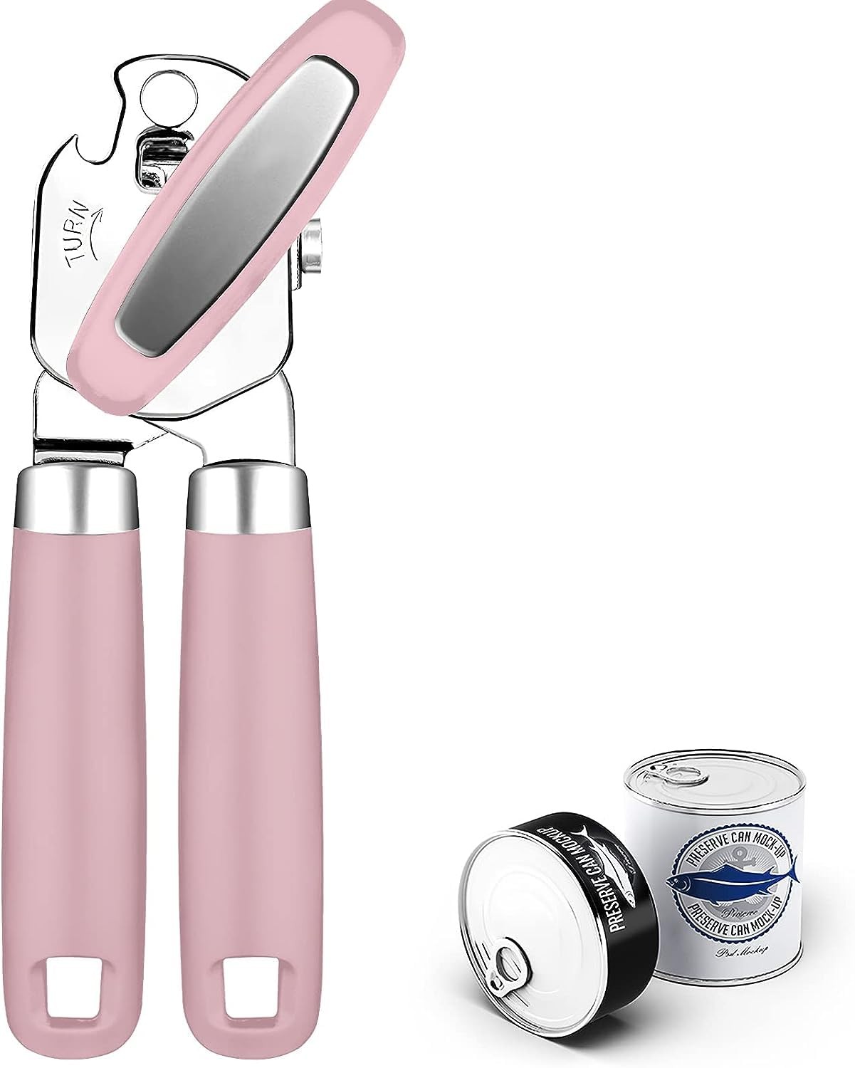 Stainless Steel Can Opener, 3 In 1 Kitchen Tool, Smooth Edge Design, Pink