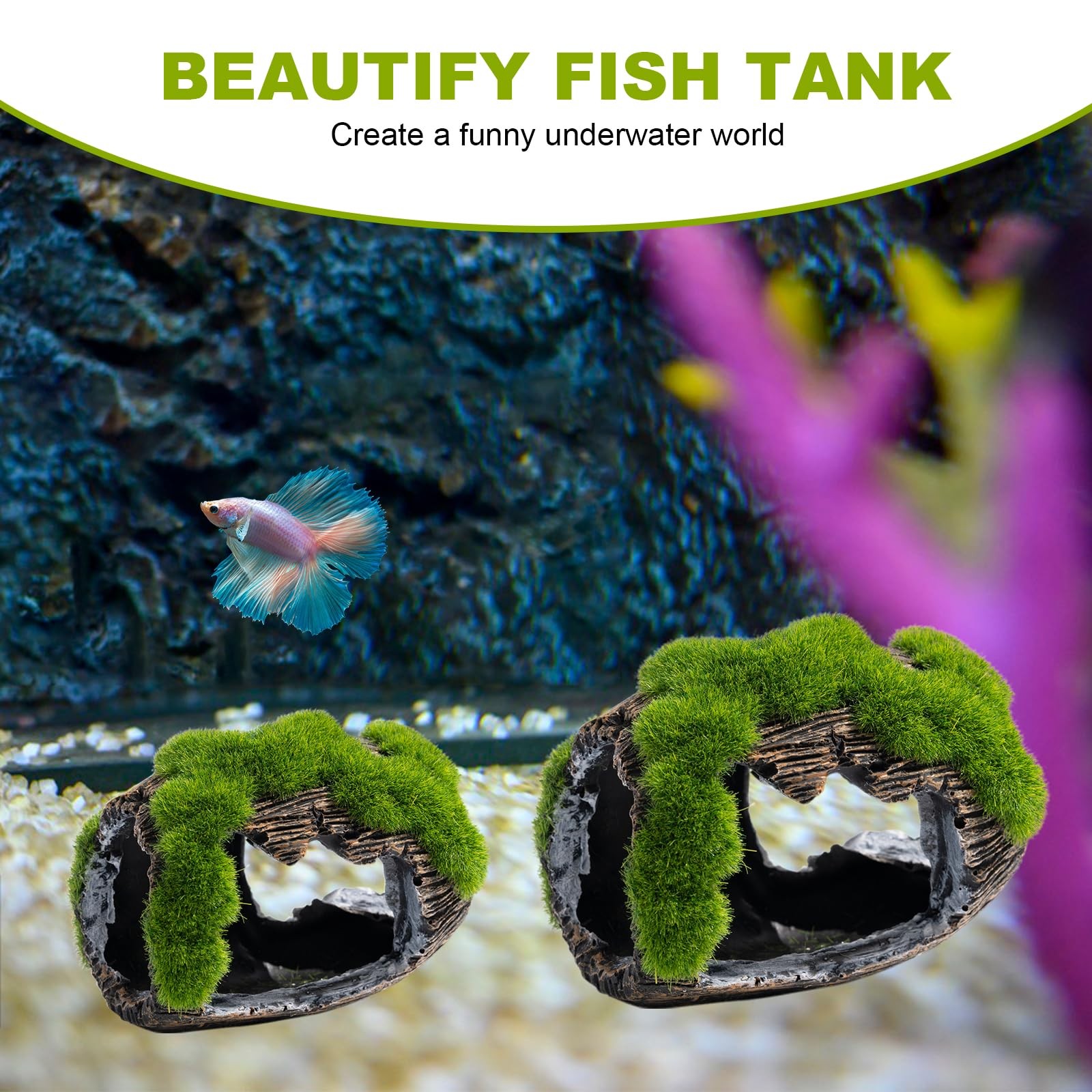 Betta Broken Barrel Decor Fish Tank Accessories, Resin Fish Hide Cave Aquarium D